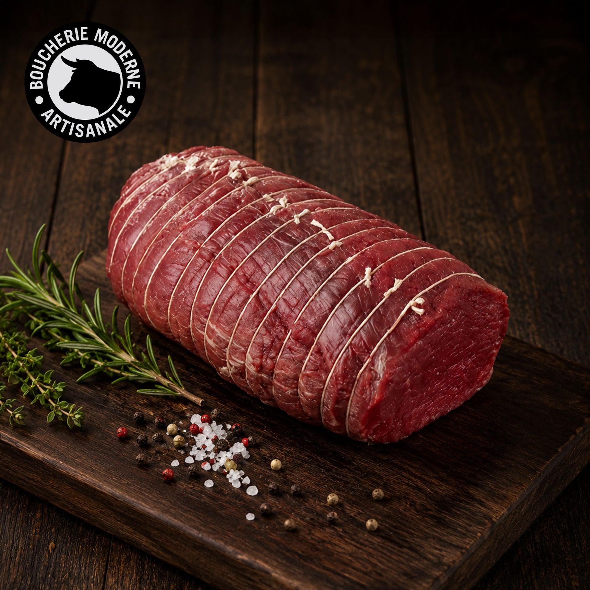 Rôti de filet de bœuf, pièce noble à la tendreté exceptionnelle.