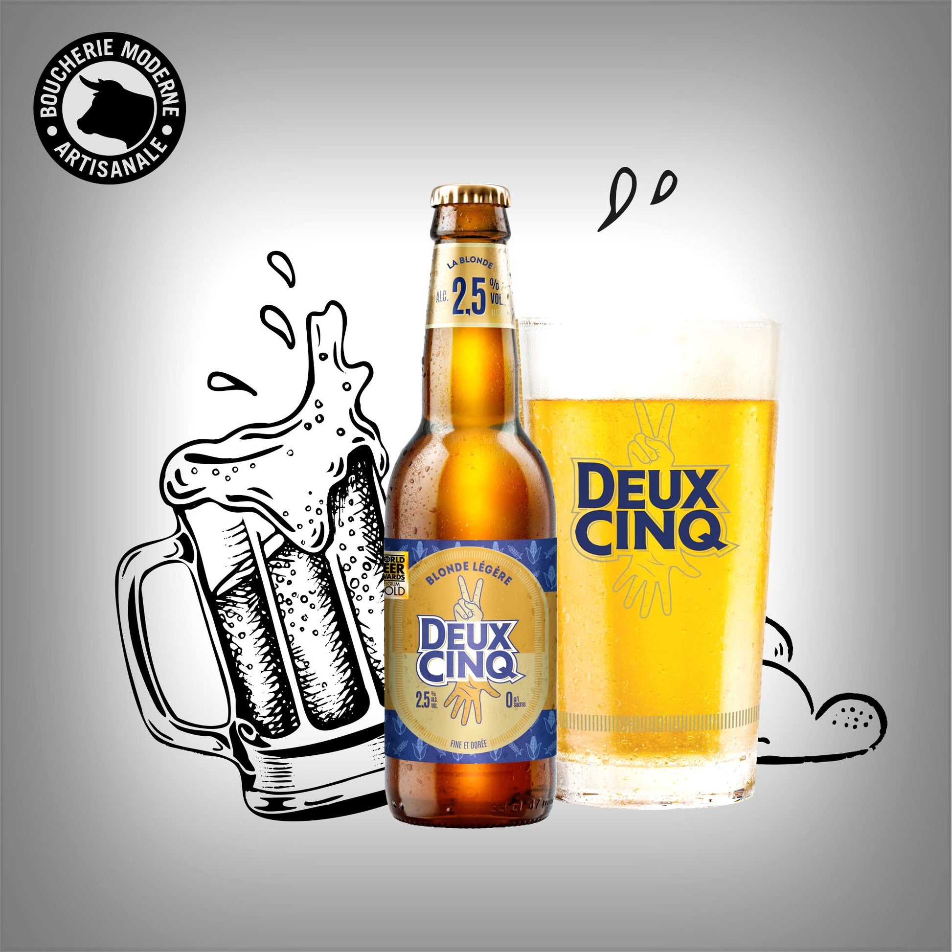 Blonde légère à 2,5 %, fraîche et céréalière, idéale pour une pause tout en légèreté.
