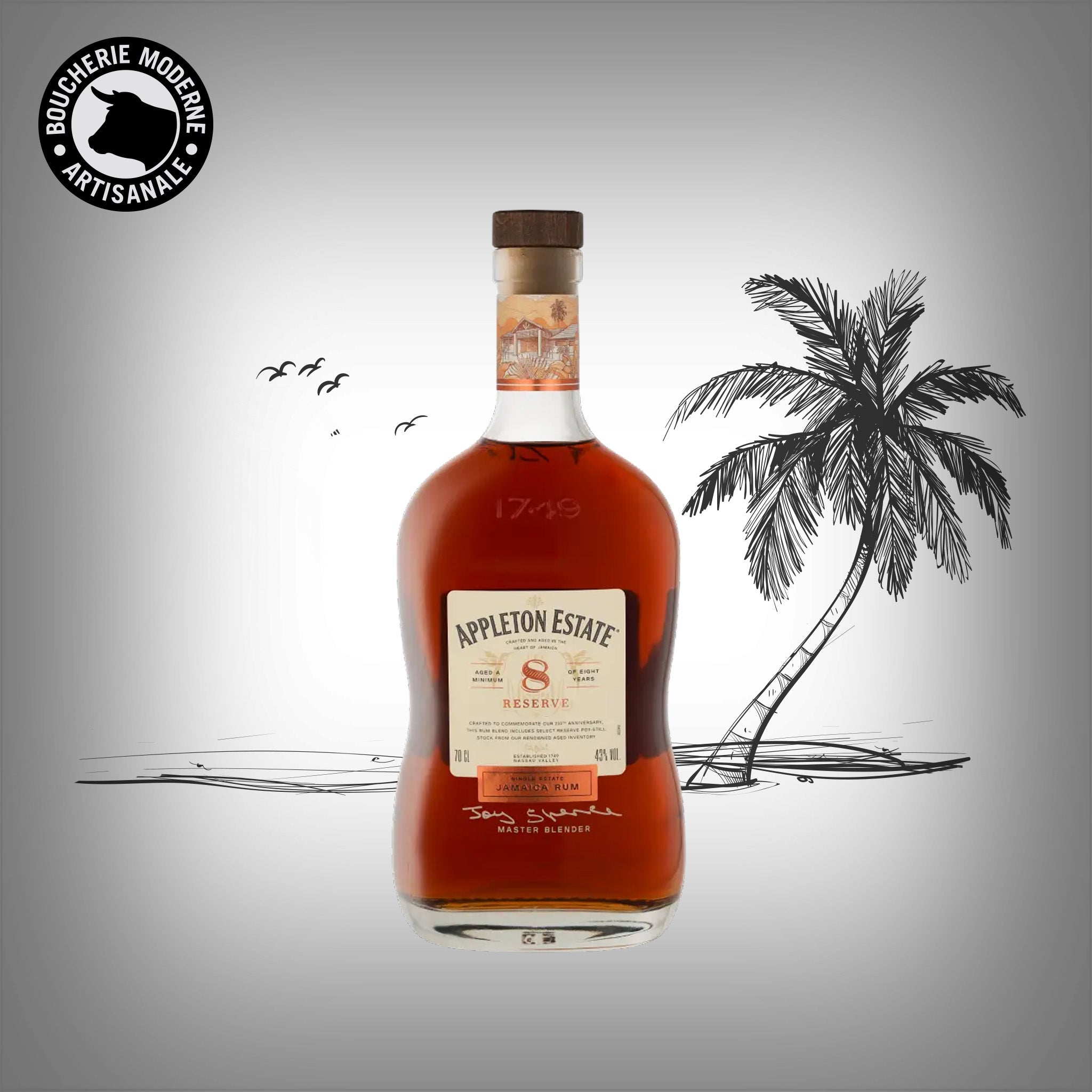 Rhum jamaïcain vieilli 8 ans, riche et épicé, aux notes de vanille et de fruits secs.