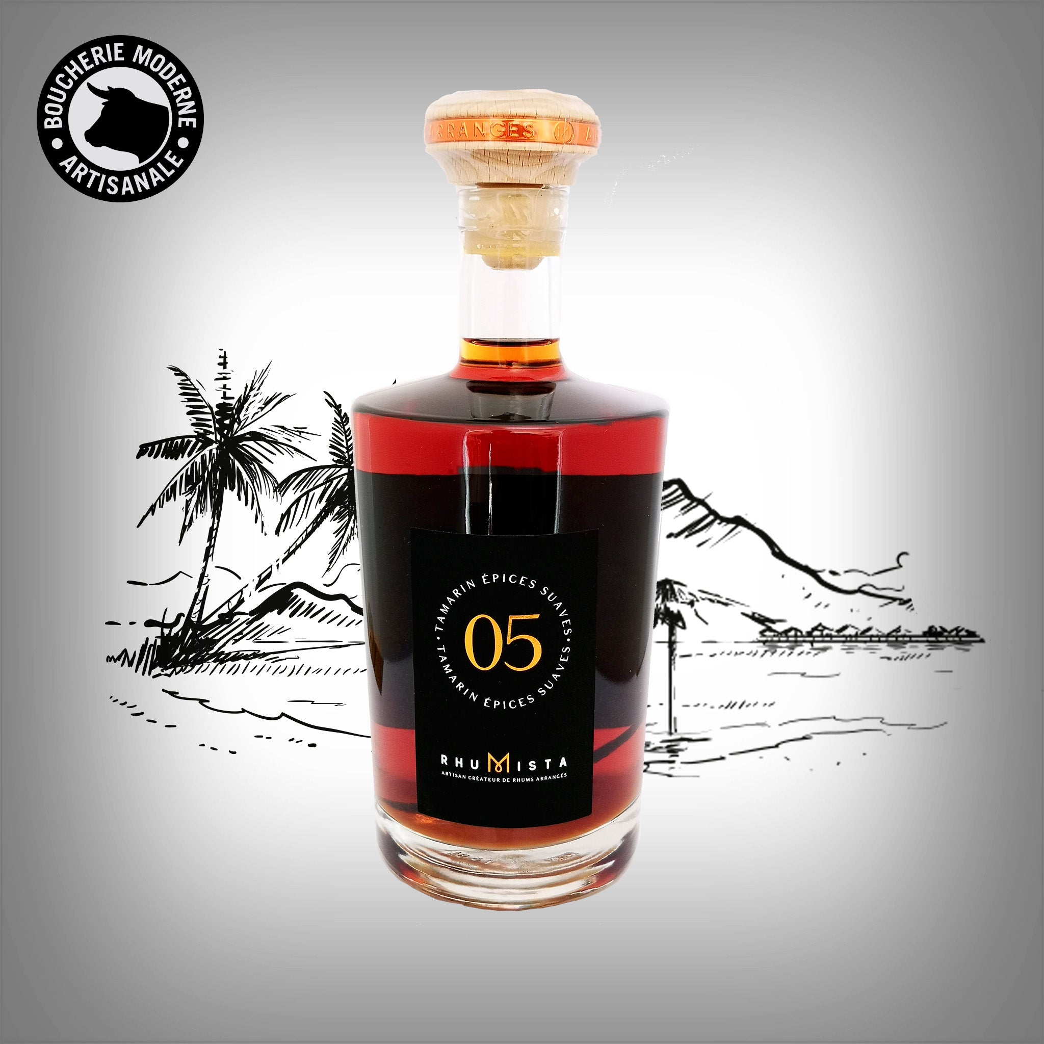 Rhum vieilli aux notes boisées et épicées, sublimé par le tamarin.