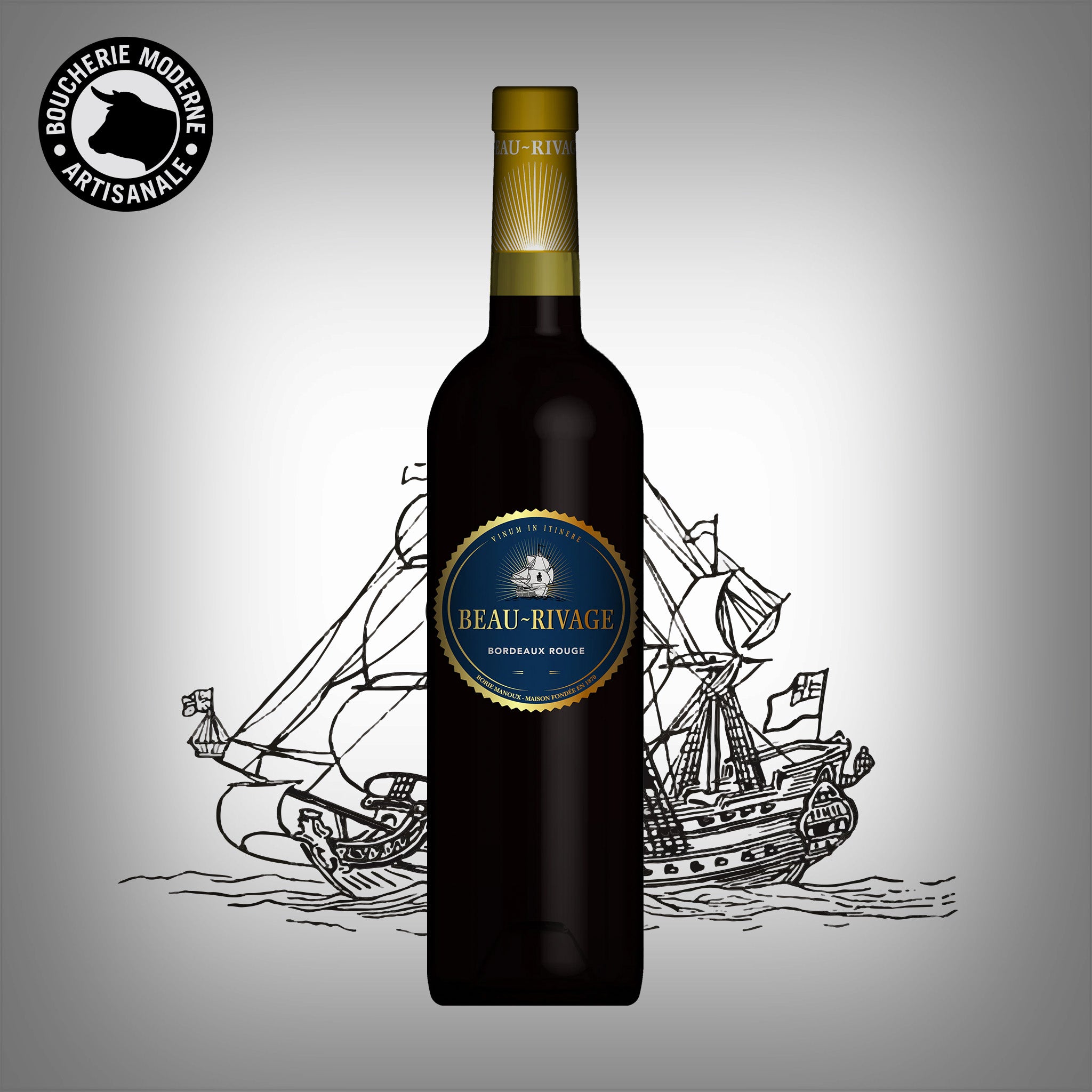 Beau-Rivage Bordeaux rouge souple et fruité, idéal pour accompagner vos viandes grillées.