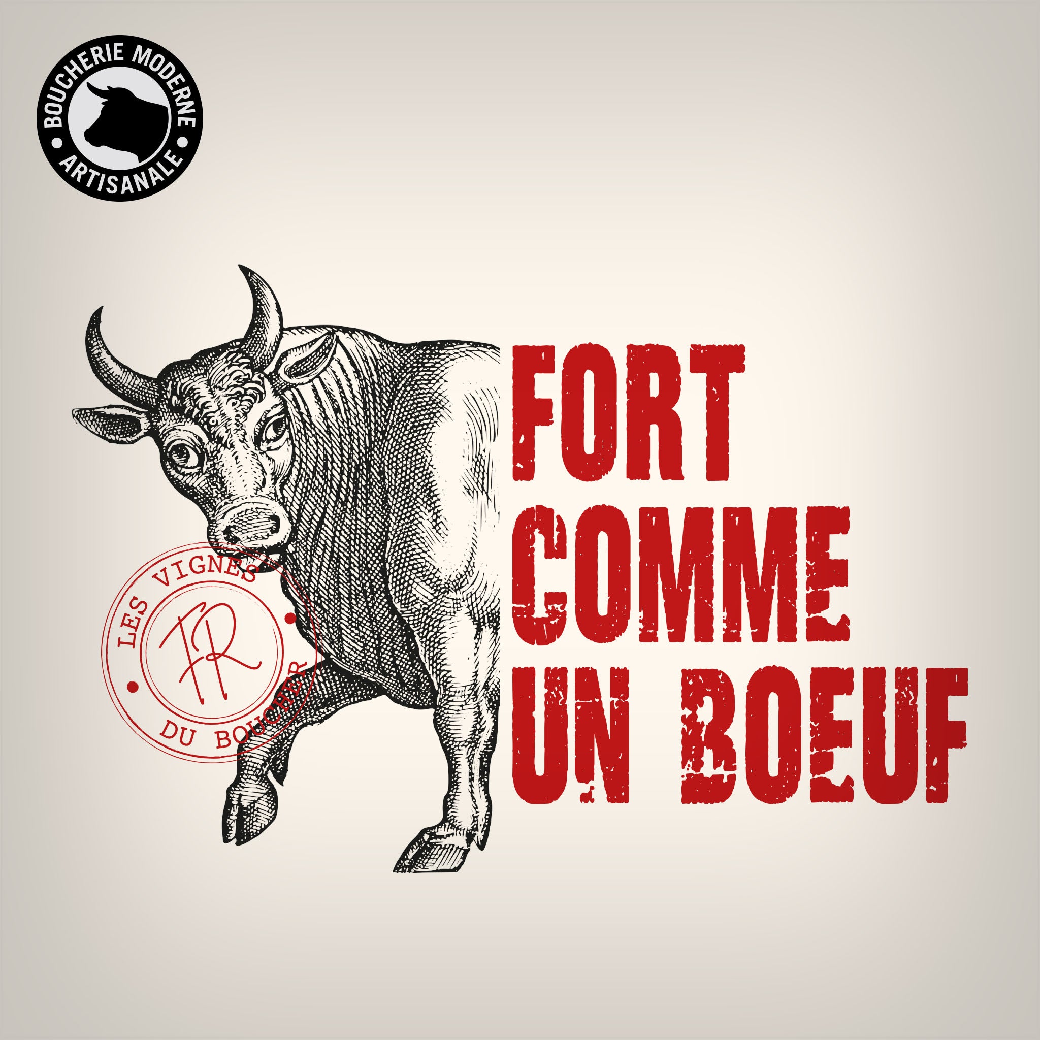 Fort comme un Bœuf, rouge méditerranéen ample et velouté, pensé pour sublimer les belles pièces de viande.