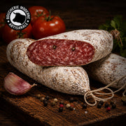 Saucisson italien des Abruzzes Villani, affiné lentement et relevé d’épices douces.