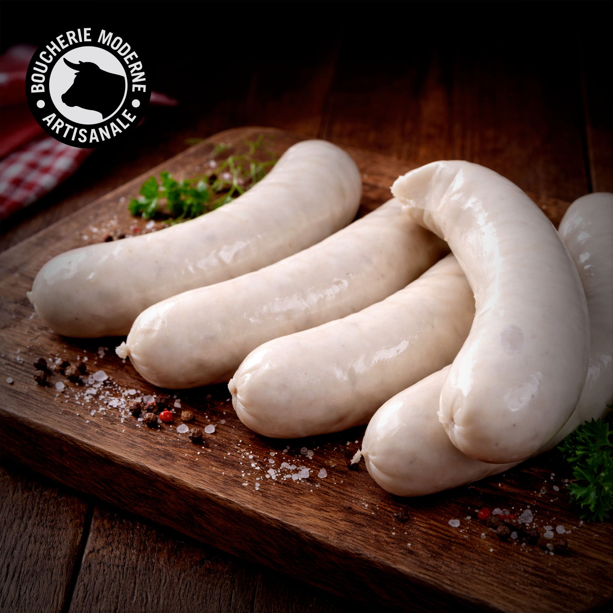 Boudin blanc artisanal nature, moelleux et délicatement assaisonné, à poêler ou à rôtir.