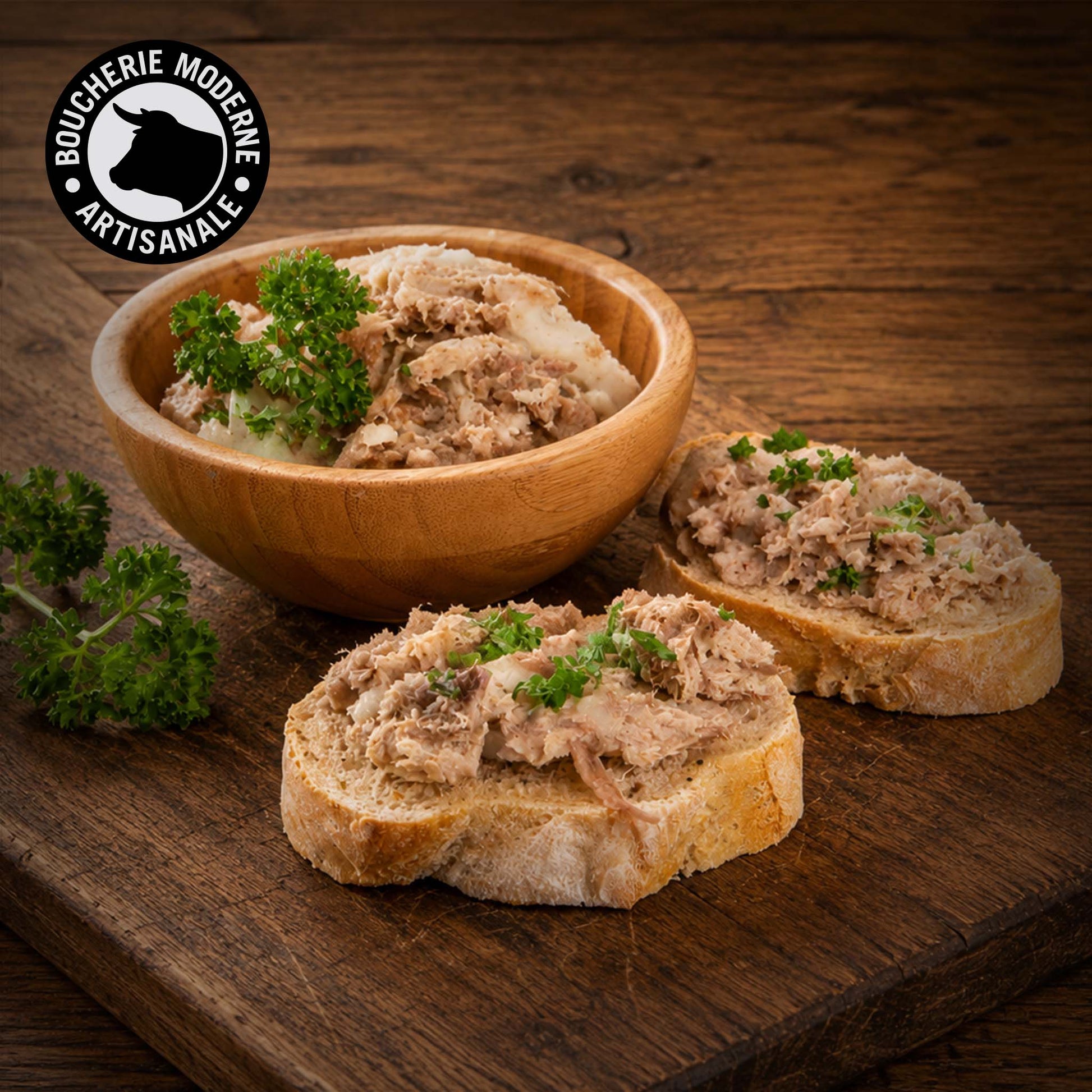 Rillettes d’oie artisanales, onctueuses et savoureuses, au goût délicat du Sud-Ouest.