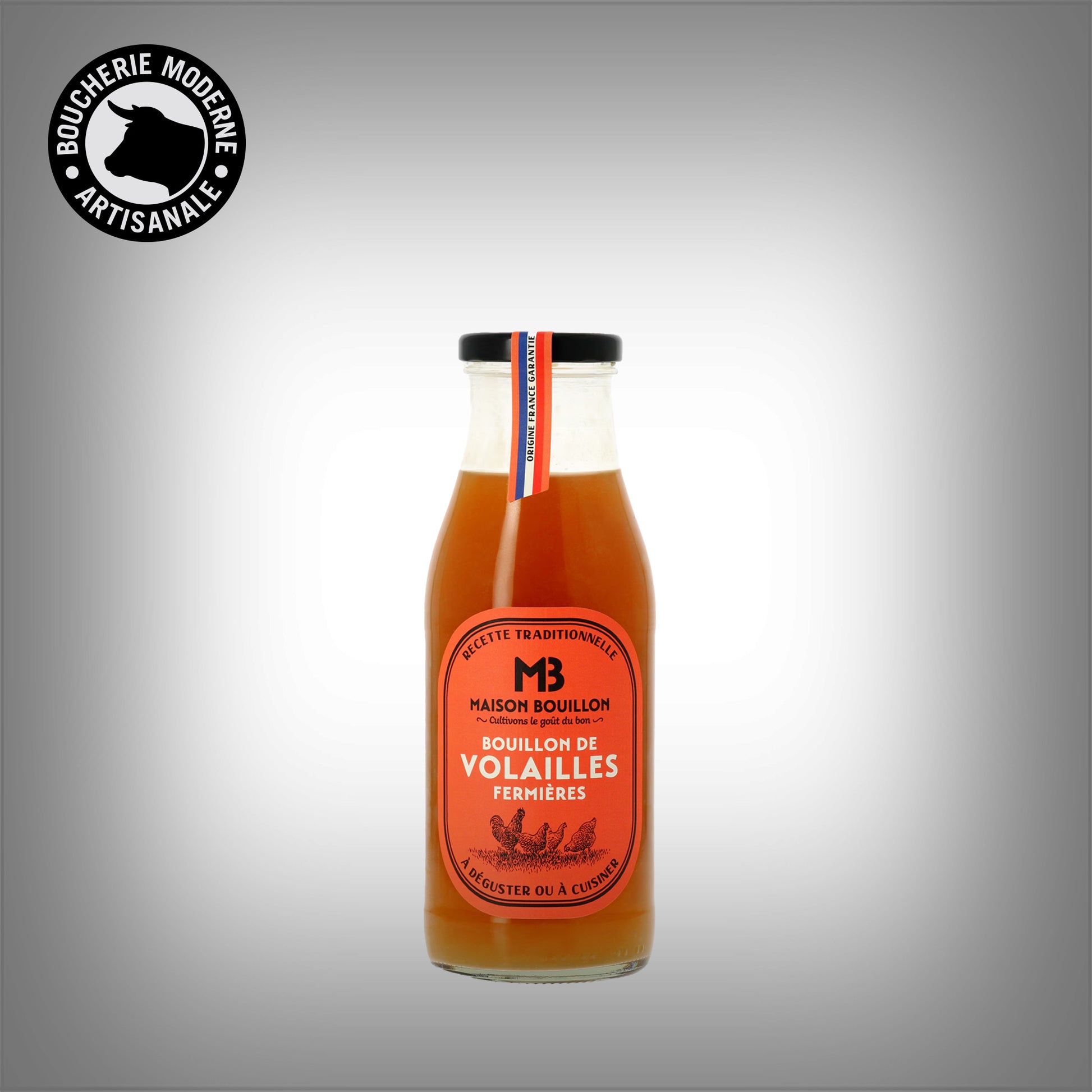 Bouillon de volaille fermière, savoureux et réconfortant, à déguster ou à cuisiner.