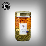Petits pois et carottes fondants, format généreux prêt à réchauffer.