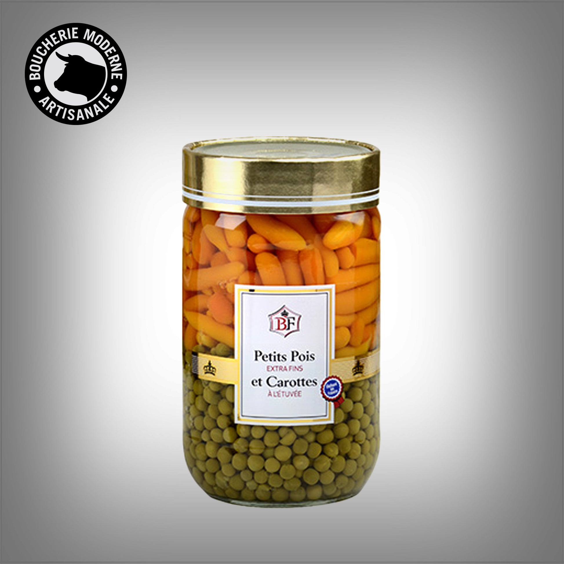 Petits pois et carottes fondants, format généreux prêt à réchauffer.