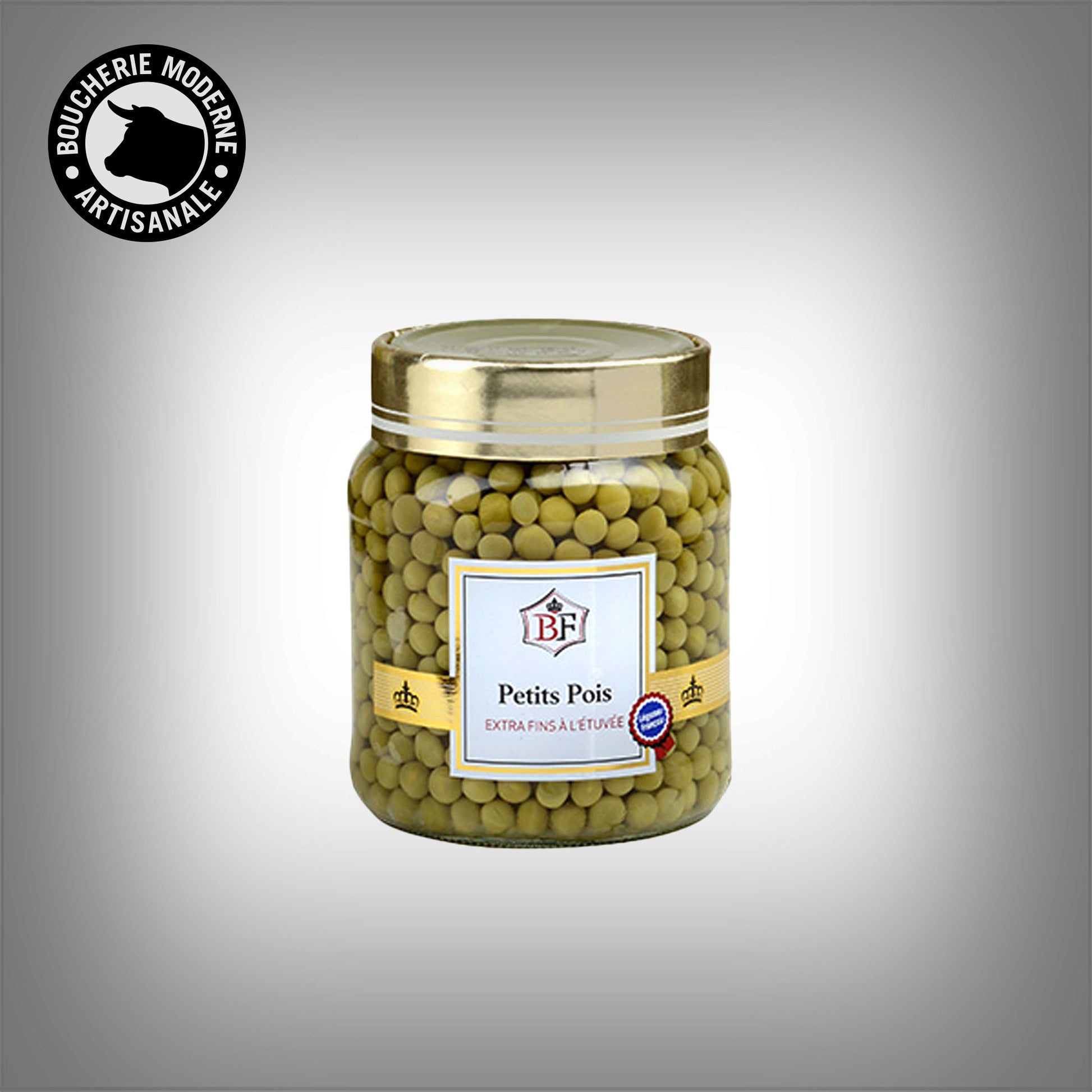 Petits pois fondants et légèrement sucrés, format généreux prêt à réchauffer.
