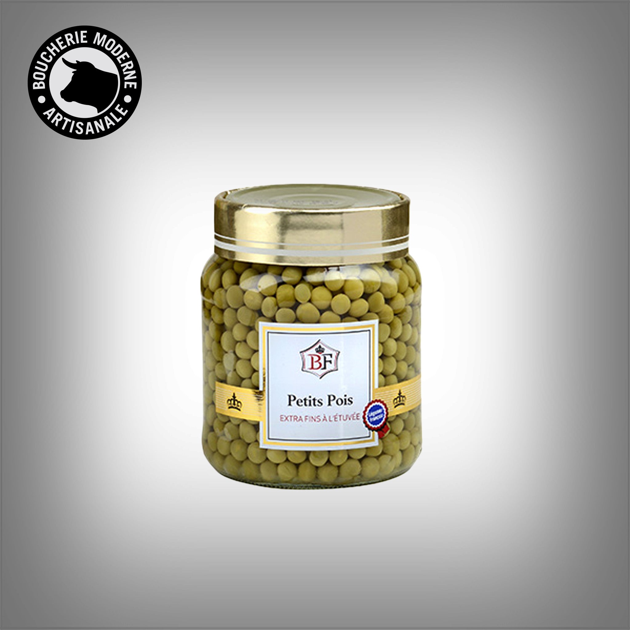 Petits pois fondants et légèrement sucrés, format généreux prêt à réchauffer.