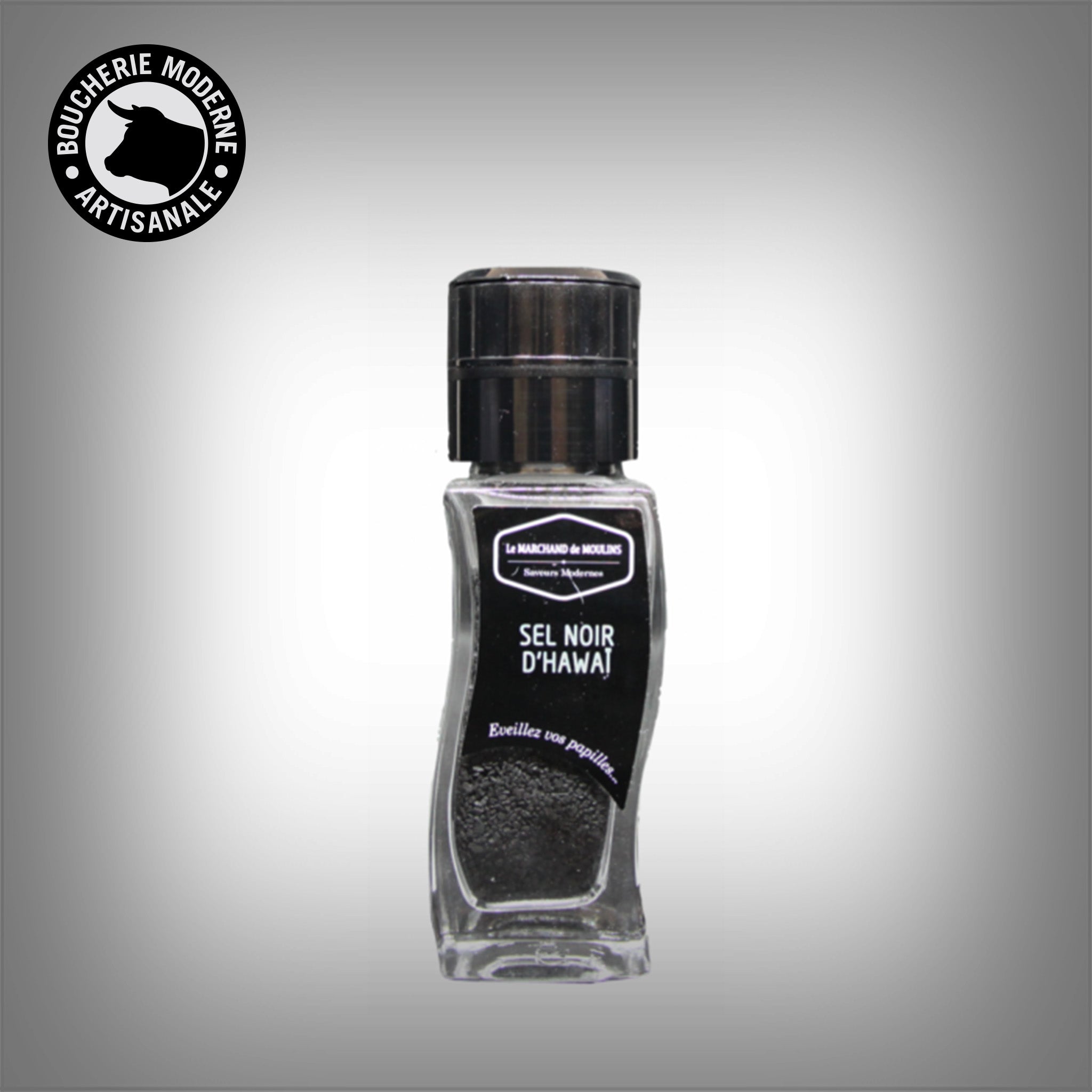 Sel noir d’Hawaï en moulin, croquant et minéral, idéal pour les finitions de plat.