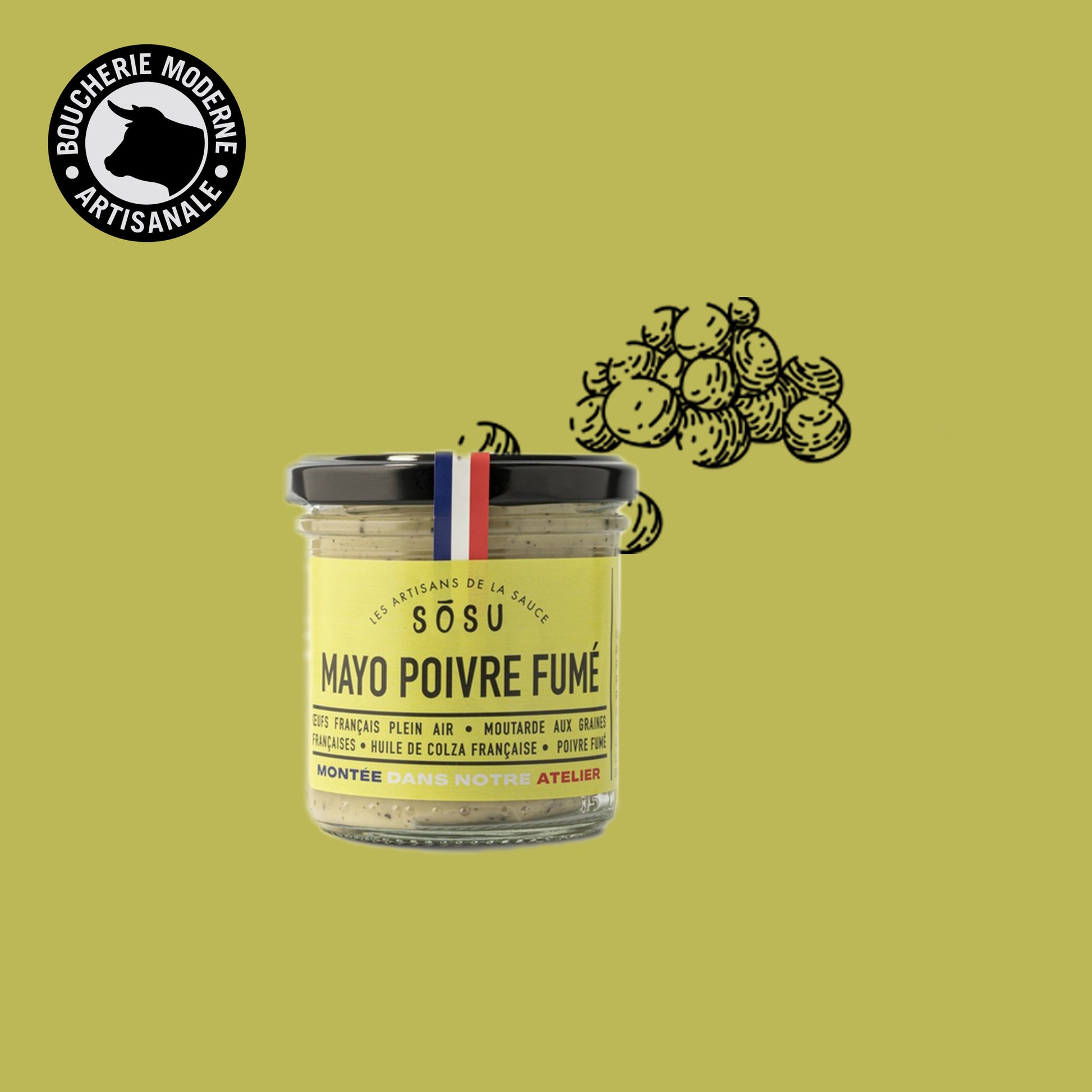 Mayonnaise au poivre fumé, gourmande et pleine de caractère.