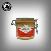 Foie gras de canard en conserve, fondant et savoureux, idéal pour les entrées et repas festifs.
