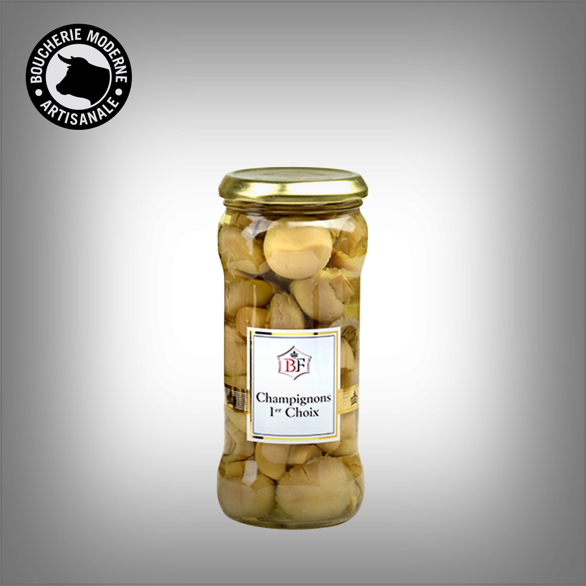 Champignons de Paris entiers, tendres et savoureux, parfaits pour accompagner vos plats.