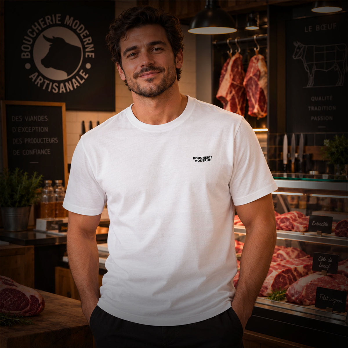 T-shirt blanc Boucherie Moderne – Rôtisserie