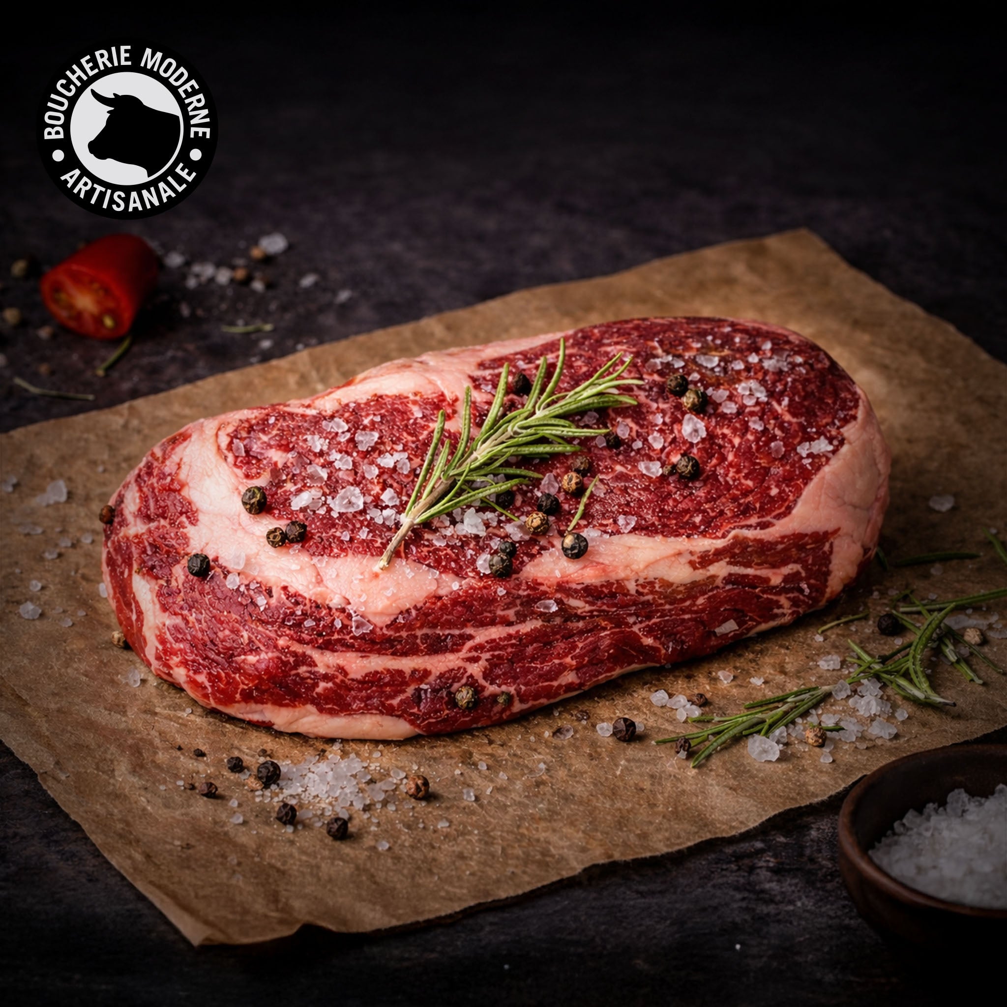 Entrecôte Salers généreuse et de caractère, idéale pour une cuisson au grill.