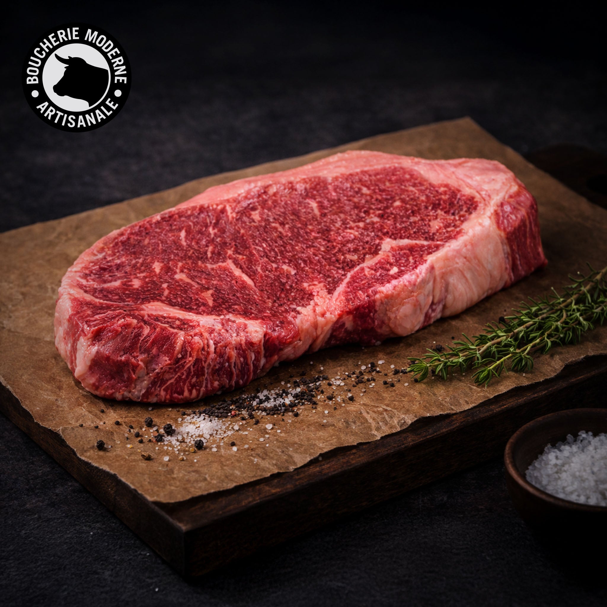 Faux-filet Salers savoureux et de caractère, idéal pour une cuisson vive au grill.
