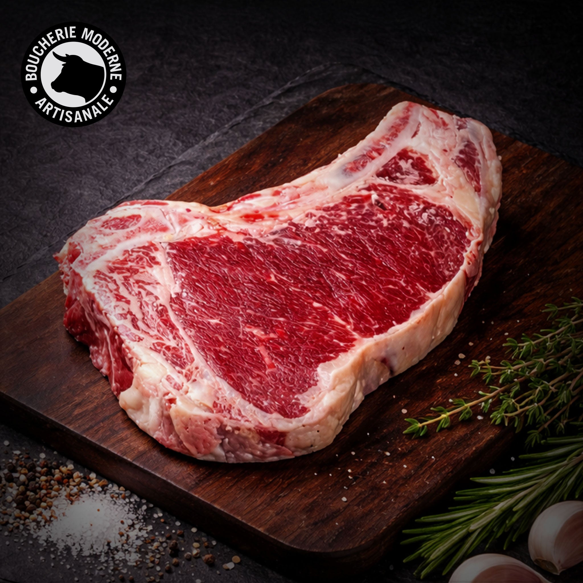 L-Bone Simmental généreuse et savoureuse, idéale pour une cuisson au grill.