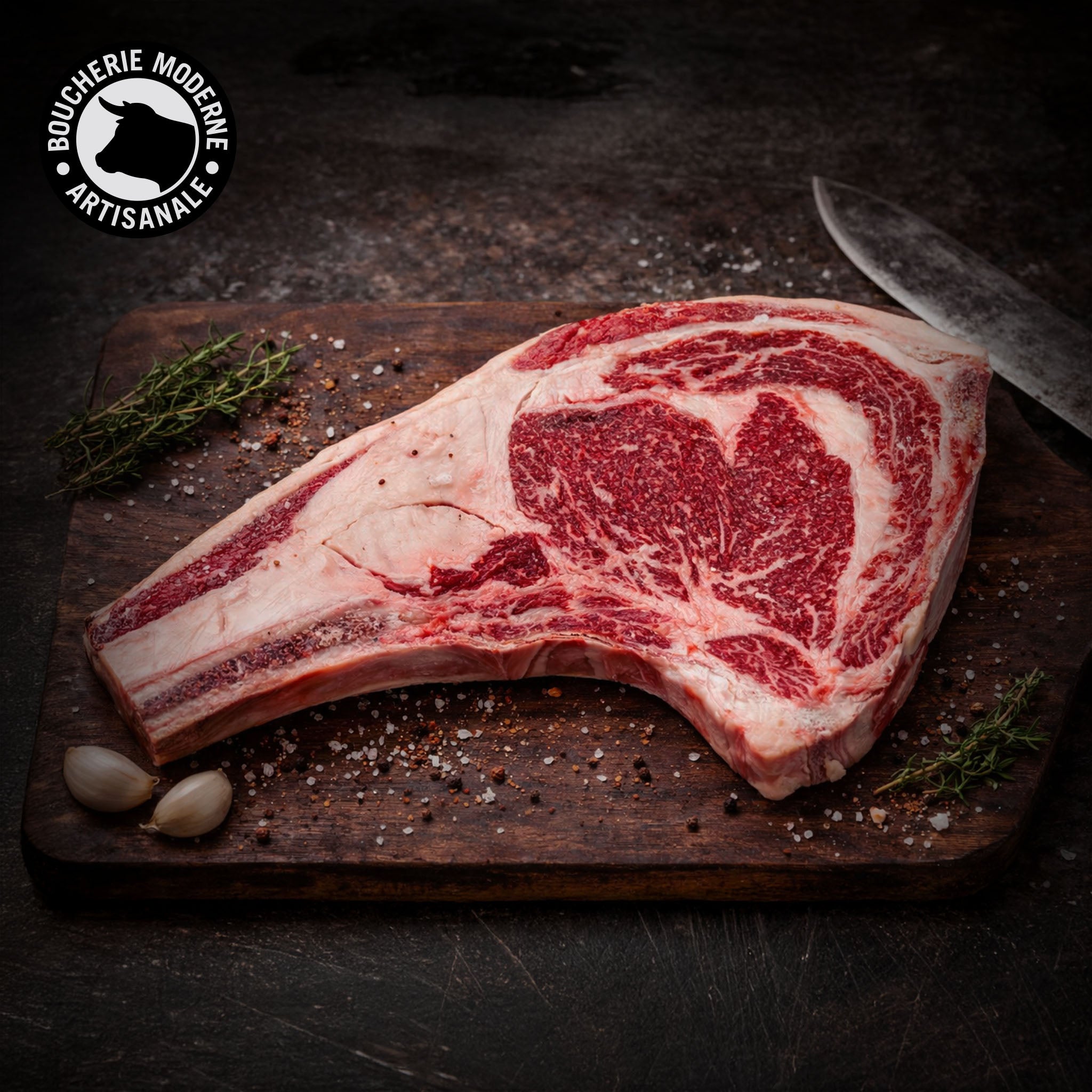 Côte de bœuf Bavière généreuse et persillée, idéale pour une cuisson au grill ou au four.