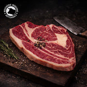 Entrecôte Longhorn persillée et de caractère, idéale pour une cuisson au grill.