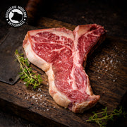 L.Bone Galloway maturé, tendre, persillé et intensément savoureux.