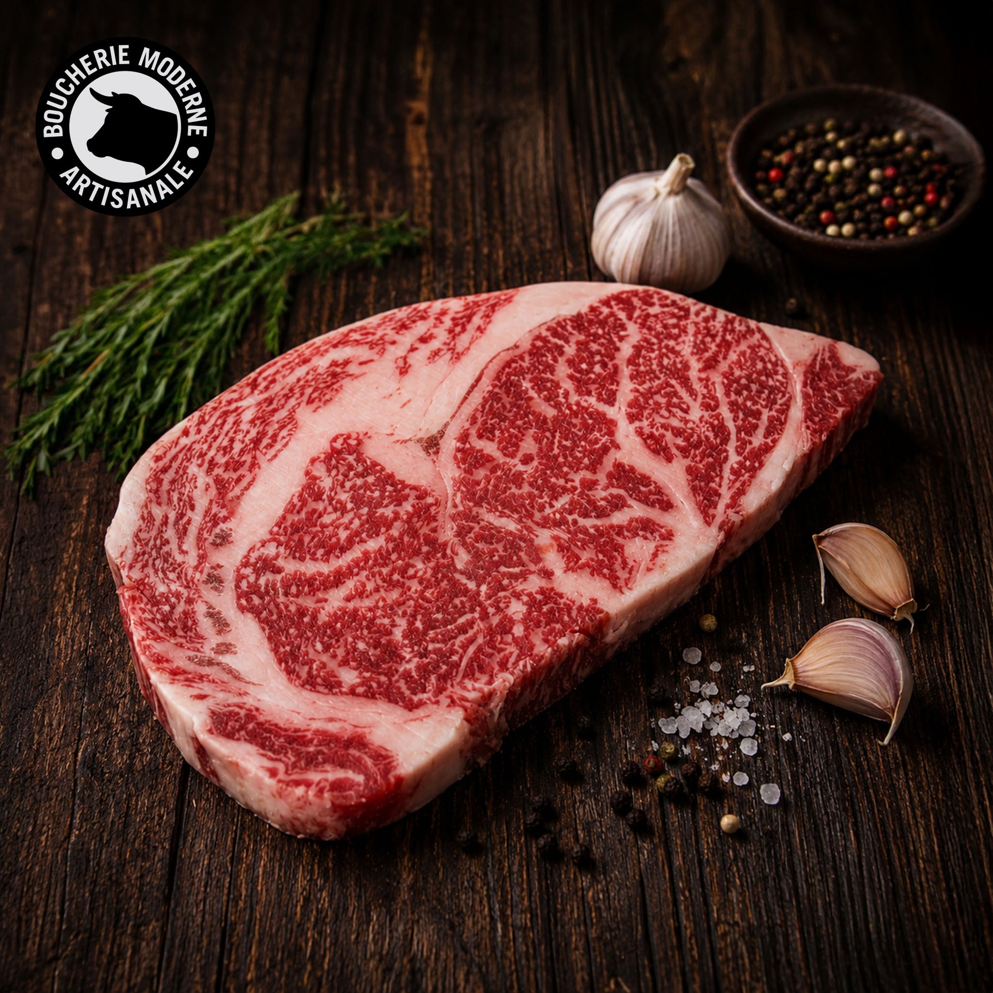 Wagyu Kagoshima au persillé exceptionnel, pièce fondante et raffinée.