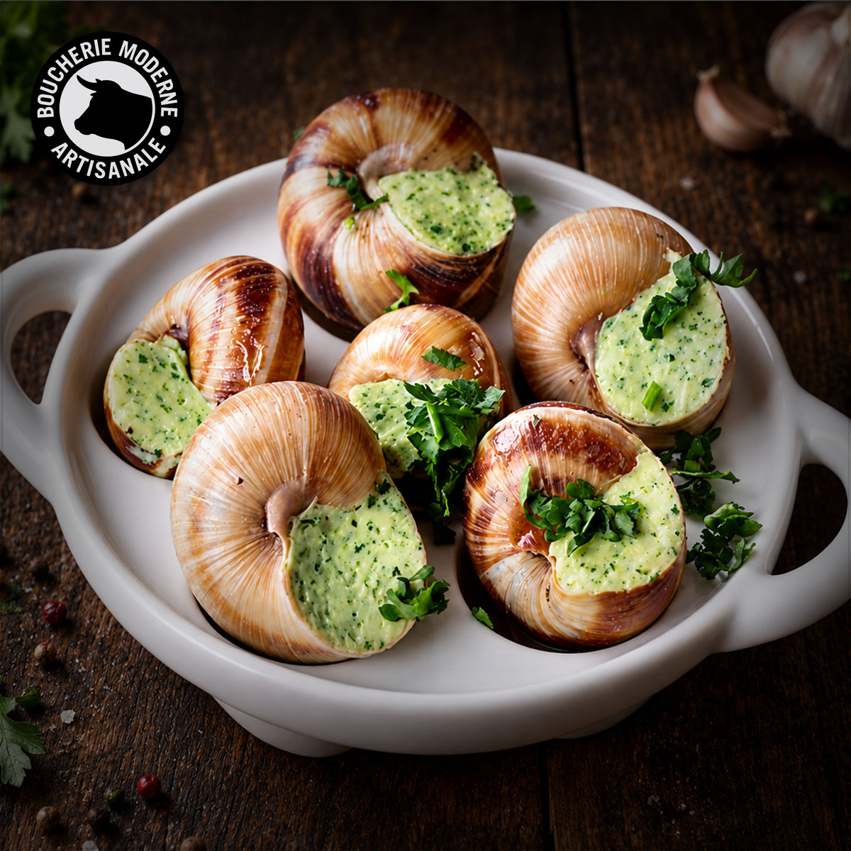 Des escargots prêts à cuisiner, parfaits pour une entrée traditionnelle et généreuse.