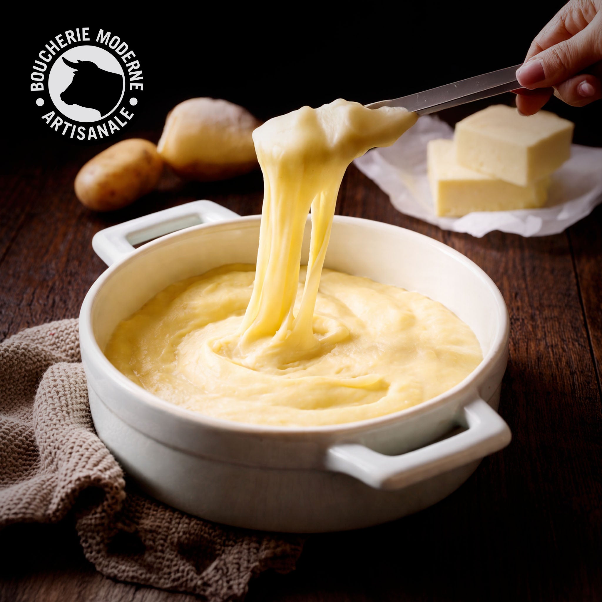 Aligot maison, filant et onctueux, préparé dans la plus pure tradition.