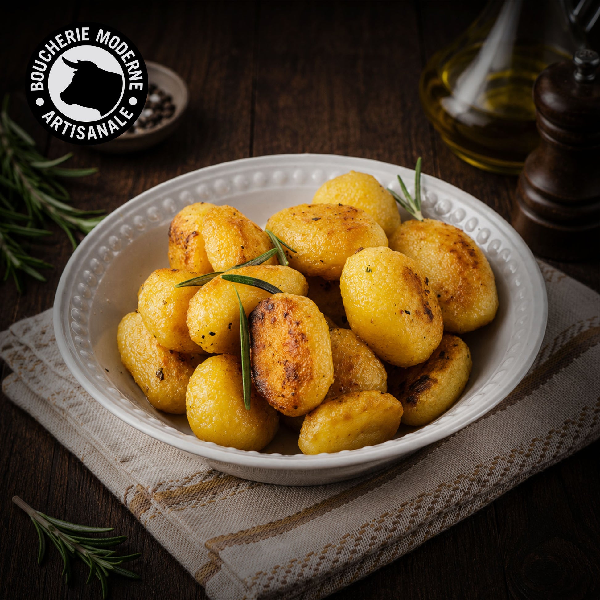 Pommes de terre rôties façon rôtisserie, dorées et savoureuses.