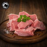 Quasi de veau en morceaux, idéal pour un sauté tendre et savoureux.