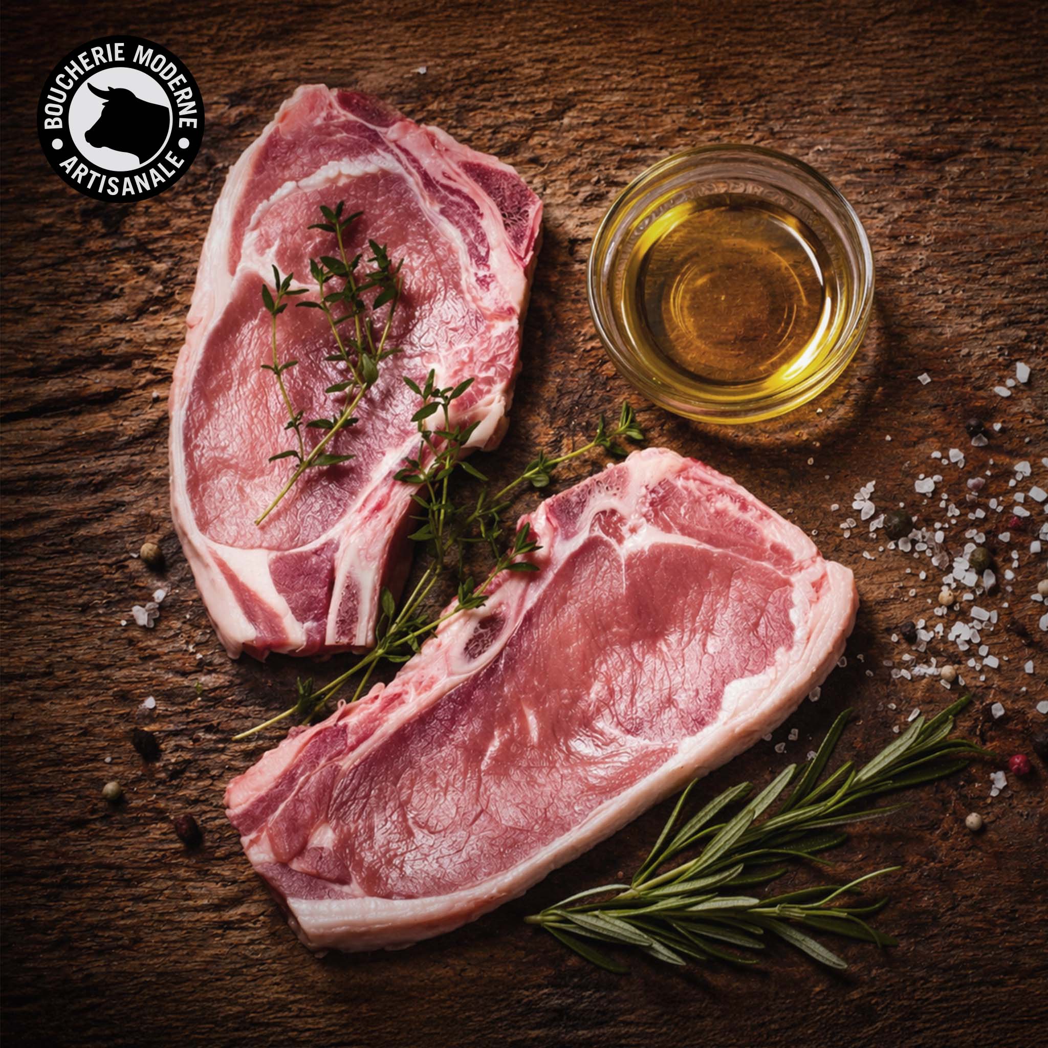 Côte seconde de veau, fine et moelleuse, idéale pour les cuissons rapides.
