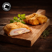 Cordon bleu artisanal, croustillant à l’extérieur et fondant à l’intérieur.