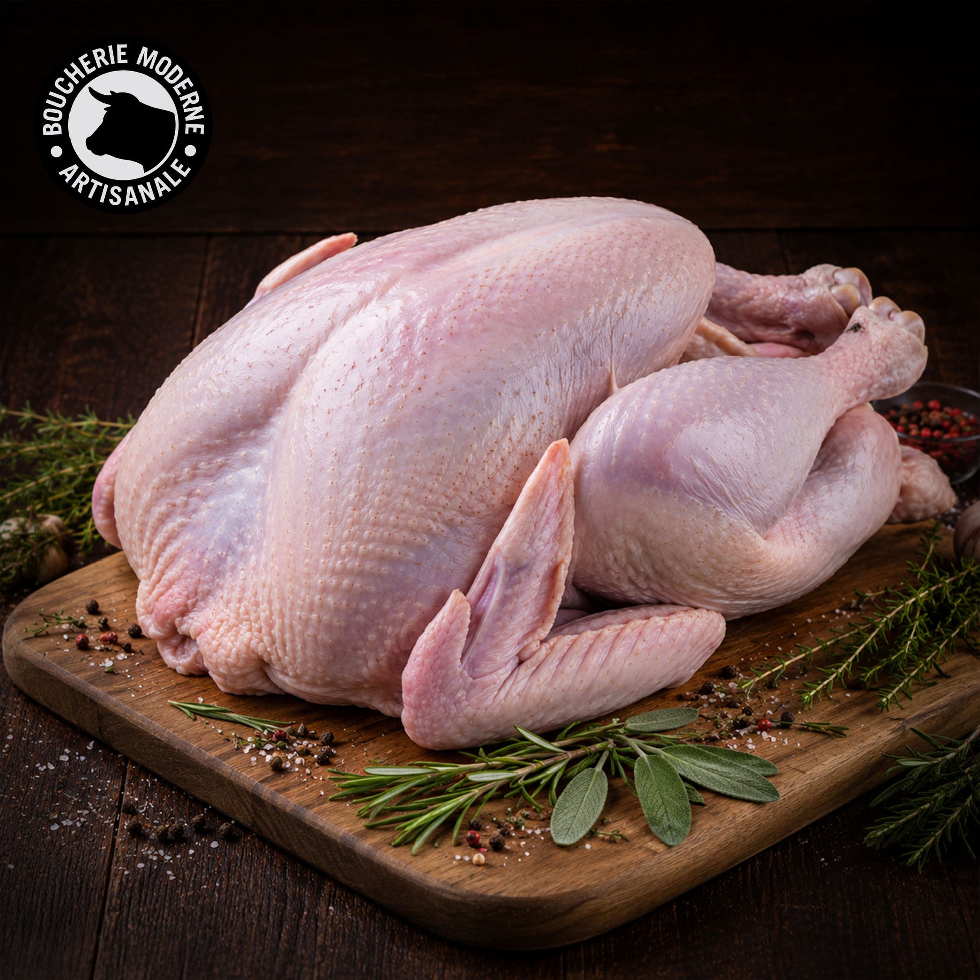 Dinde fermière rôtie pour Thanksgiving, savoureuse et généreuse.