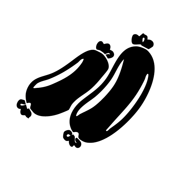 Picto Saucisses : Juteuses, généreuses, efficaces.